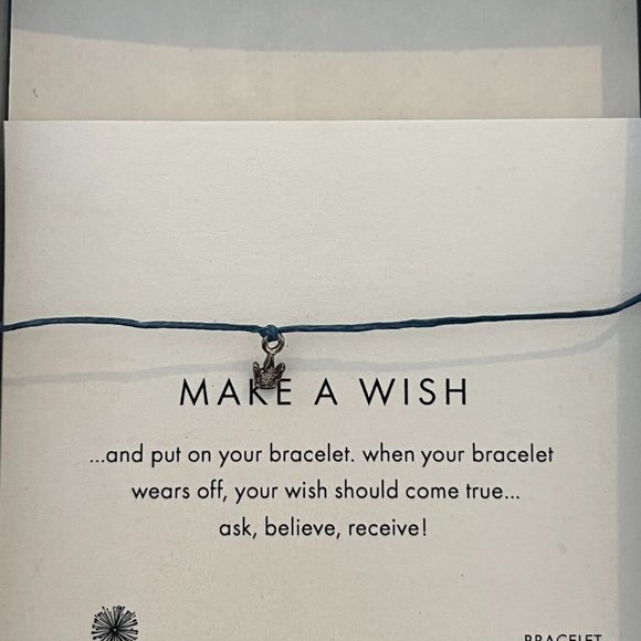 NEW & BOXED DOGEARED BLUE CORD MAKE A WISH BRACELET - Picture 3 of 5